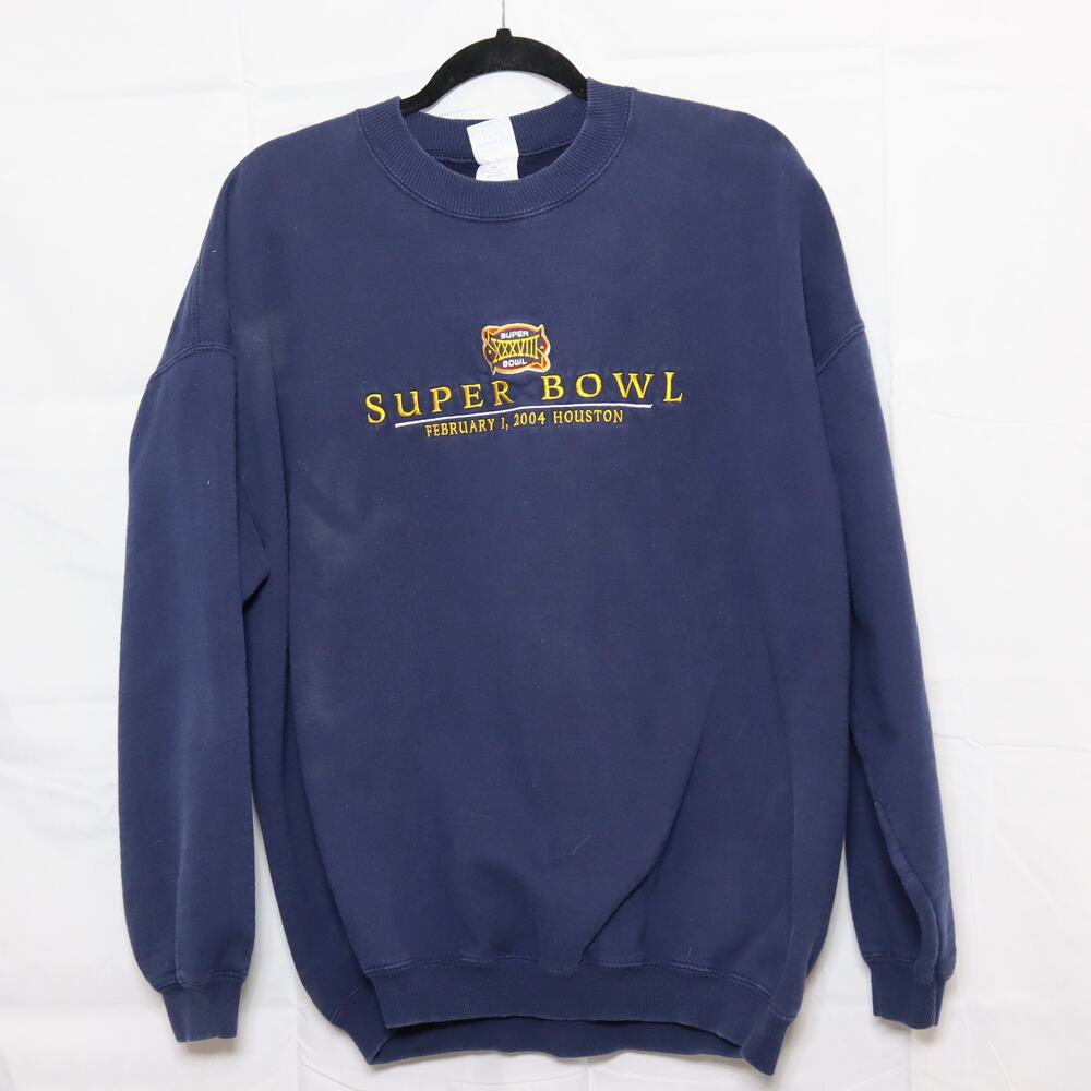 Super Bowl XXXVIII Navy Crewneck Sweatshirt XL‎ Y2K Sportswear